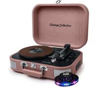 Platine vinyle - Muse MT-201BTP - stéréo saumon 33/45/78 tours - Enceintes intégrées - USB/SD/AUX - Prise casque - Lumière OVNI G