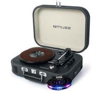 Platine vinyle - Muse MT-201DG - Stéréo Noire 33/45/78 tours avec enceintes intégrées - USB/SD/AUX - Prise casque - Lumière OVNI