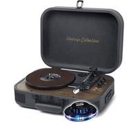 Platine vinyle Muse MT-207 DGB, 33/45/78Trs, Stéréo 10W - Bluetooth, Port USB lecture/encodage, Adapt. 45Trs, Noir bois, Lumière G