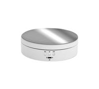 Platine vinyle, Plateau Tournant 2 Pièces, Présentoir Rotatif De 3KG, Électrique À 360 ° Avec Câble USB, Bijoux Pour Exposition Photos pour les bijoux(White mirror surface)