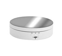 Platine vinyle, Plateau Tournant, Présentoir Rotatif Électrique À 3 Vitesses, Porte-bijoux Miroir Alimenté Par USB, Faible Bruit pour les bijoux(WHITE_MIRROR SURFACE)