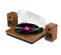 Platine Vinyle Platine Bluetooth 3 Vitesses avec Haut-parleurs Stéréo en Bois Naturel