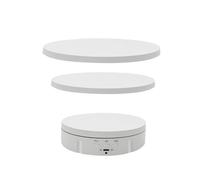 Platine vinyle, Platine Tournante, Visualiseur Rotatif Électrique 360 ° Régulation De 3 Vitesses Présentoir Charge USB Support Prise Vue Vidéo Chaussures Bijoux, Faible Bruit pour les bijoux(White)
