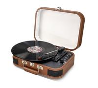 Platine vinyle portable 33,45,78 trs, multifonction Bluetooth rétro Inovalley TD14, Fonction encoding, Port USB 2.0, Cuir marron