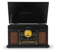 PRIXTON Platine Vinyle Century, Tourne-Disque Vintage avec Bluetooth, Lecteur et Convertisseur des vinyles/CD/Cassete/USB/MPS/Radio FM, 2 Haut-parleurs, Couleur Noir