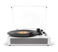 PRIXTON Platine Vinyle Studio Deluxe, Tourne Disque Vintage, Lecteur de Vinyles et Musique Via Bluetooth/USB/SD/Radio, Haut-parleurs intégrés, Convertisseur des vinyles, Housse Anti-poussière, Blanc