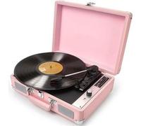 Platine vinyle rétro,Aiorber tourne-disque vintage, Bluetooth 5.0, trois vitesses, double haut-parleur intégré, enceinte de décoration pour le salon ou la chambre à coucher, rose rose