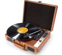 Platine vinyle rétro,Aiorber tourne-disque vintage, Bluetooth 5.0, trois vitesses, double haut-parleur intégré, enceinte de décoration pour le salon ou la chambre à coucher, marron foncé marron foncé
