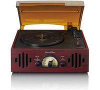 Platine vinyle rétro avec haut parleurs intégrés noyer