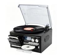 Platine Vinyle Rétro Bluetooth, Platine Vinyle Vintage 3 Vitesses Bluetooth, Lecteur CD/Cassette, Radio Am/FM, Enregistreur USB, Entrée Auxiliaire, pour Le Divertissement À Domicile