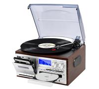 Platine Vinyle RéTro Multifonction, Lecteur Cassettes BT avec TéLéCommande, éCran Couleur LED, Haut-Parleurs IntéGréS Radio AM/FM Platine Vinyle 3 Vitesses Lecteur CD Bureau pour Maison,A