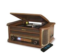 Platine Vinyle Roadstar HIF-1993BT 33-45-78 TRS, 2 Enceintes 32W PMPO, CD, Cassette, USB, Bluetooth, FM AM Radio, Finition Bois