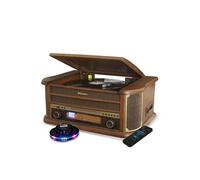 Inovalley Platine vinyle Roadstar HIF-1993BT - Bluetooth, USB, CD, cassette, FM, 2×32W, en bois
