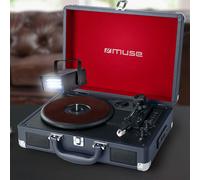 Platine vinyle stéréo 33/45/78 tours avec enceintes intégrées - USB/SD/AUX - Prise casque - Mini Strobe en Cadeau