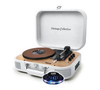 Platine Vinyle stéréo Muse MT201-WW, 33/45/78 - Enceintes intégrées - Bluetooth USB Lecture/Encodage SD/AUX - Bois et Blanc, LED