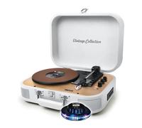 Platine Vinyle stéréo Muse MT201-WW, 33/45/78 - Enceintes intégrées - Bluetooth USB Lecture/Encodage SD/AUX - Bois et Blanc, LED