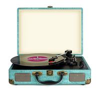 Platine Vinyle stéréo Portable, Tourne-Disque Bluetooth 3 Vitesses (33 1/3, 45 et 78 TR/Min) avec Haut-parleurs intégrés, phonographe Vintage avec entrée AUX 3,5 mm et Ligne RCA