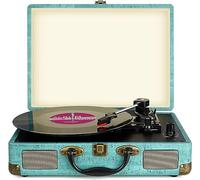 Platine Vinyle stéréo Portable, Tourne-Disque Bluetooth 3 Vitesses (33 1/3, 45 et 78 TR/Min) avec Haut-parleurs intégrés, phonographe Vintage avec entrée AUX 3,5 mm et Ligne RCA