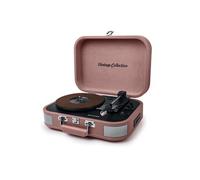 Platine vinyle stéréo saumon 33/45/78 tours avec enceintes intégrées - USB/SD/AUX - Prise casque