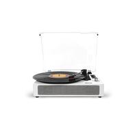 PRIXTON Platine Vinyle Studio Deluxe, Tourne Disque Vintage, Lecteur de Vinyles et Musique Via Bluetooth/USB/SD/Radio, Haut-parleurs intégrés, Convertisseur des vinyles, Housse Anti-poussière, Blanc