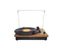 PRIXTON Platine Vinyle Studio, Tourne Disque Vintage, Lecteur de Vinyles et de Musique Via Bluetooth/USB/SD/Radio, 2 Haut-parleurs intégrés, Convertisseur des vinyles, Housse Anti-poussière, Bois