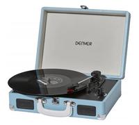 Denver Platine Vinyle VPL-120 – 3 vitesses 33/45/78, enceintes intégrées, USB vers PC, Bleu
