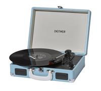 Tourne-Disque Vinyle Vintage Bleu - DENVER VPL-120 - Platine avec Enceinte intégrée - 3 Vitesses 33/45/78 Tours - Enregistrement USB vers PC - Lecteur rétro Valise