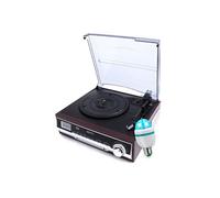 Platine vinyle Tourne Disques CR1113 33/45/78 RPM - avec radio - Haut-parleur intégré - Fonction horloge et minuterie, DIAMS LED