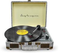 Platine Vinyle Vc400,Tourne-Disque Vintage Avec Bluetooth,Lecteur Et Convertisseur Des Vinyles,2 Haut-Parleurs Intégrés,Design Mallette,3 Vitesses 33/45/78,Couleur Gris