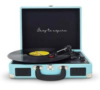 Platine Vinyle Vc400,Tourne-Disque Vintage Avec Bluetooth,Lecteur Et Convertisseur Des Vinyles,2 Haut-Parleurs Intégrés,Design Mallette,3 Vitesses 33/45/78,Couleur Bleu