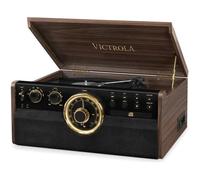 Victrola Platine vinyle Empire – 6-en-1 (Radio, Cassette, CD, Bluetooth) – Expresso Noir