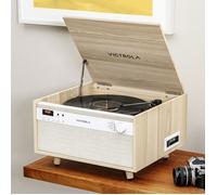 Platine vinyle - VICTROLA - VTA-820 - Semi-automatique - Pré-ampli intégré - Lecteur CD et cassette