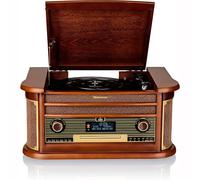 Roadstar HIF-1996D+BT Tourne-Disque 33/45/78 TR/Min, Radio Dab/Dab+/FM, Lecteur CD/CDR/CDRW/CD-MP3, Cassette, Bluetooth, USB, télécommande, rétro, Bois