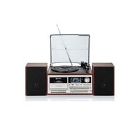 Roadstar HIF-8892DBT Mini Chaîne Hi-FI avec Platine Vinyle Vintage 3 Vitesses 33/45/78, Radio Dab/Dab+/FM, Lecteur CD/CDR/CDRW/CD-MP3, Cassette, Bluetooth, USB/Carte SD, Télécommande, Bois