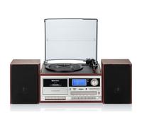 Platine Vinyle Vintage Radio Digital PLL, Lecteur CD-MP3 Cassette, Bluetooth USB, , Bois, Roadstar, HIF-8892EBT