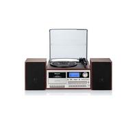 Roadstar HIF-8892EBT Mini Chaîne Hi-FI avec Platine Vinyle Vintage 3 Vitesses 33/45/78, Radio FM, Lecteur CD-MP3, Cassette, Bluetooth, USB Fonction d'enregistrement/Carte SD, Télécommande, Bois