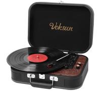 Platine Vinyle, VOKSUN Bluetooth Out Turntable Vintage Portable avec Haut-parleurs Intégrés, 3 Vitesses Lecteur de Vinyles USB pour Valises, Entrée Auxiliaire, Prise Vinyle RCA Auto-Stop
