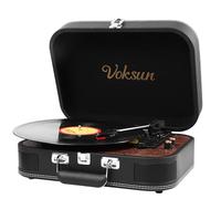 Platine Vinyle, VOKSUN Bluetooth Out Turntable Vintage Portable avec Haut-parleurs Intégrés, 3 Vitesses Lecteur de Vinyles USB pour Valises, Entrée Auxiliaire, Prise Vinyle RCA Auto-Stop