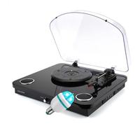 Platine vinyles Ledwood ROUND-300Black - 33-45-78 Tours, Encodage USB, avec haut-parleurs stéréo 2x5W, Bluetooth, Ampoule LED