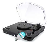 Platine vinyles Ledwood ROUND-300Black - 33-45-78 Tours, Encodage USB, avec haut-parleurs stéréo 2x5W, Bluetooth, Ampoule LED