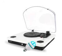 Platine vinyles Ledwood ROUND300 Blanche - 33-45-78 Tours, Haut-parleurs stéréo 2x5W, Encodage USB, Bluetooth, Ampoule LED