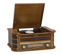 Platine vinyles MCR-50MK3 Design rétro. Radio FM/AM, CD, Cassette. Haut-parleurs 5W. Fonction REC, Boîtier en Bois