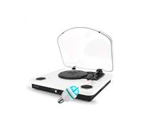 Platine vinyles Ledwood ROUND300 Blanche - 33-45-78 Tours, haut-parleurs stéréo 2x5W, Encodage USB, Bluetooth, Ampoule LED