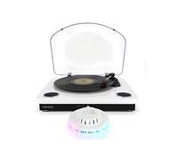 Platine vinyles Ledwood ROUND300 Blanche - 33-45-78 Tours, haut-parleurs stéréo 2x5W, Encodage USB, Bluetooth, Lumière OVNI WH