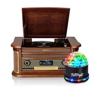 Platine vinyles Tourne-disques Roadstar Vintage HiFi rétro Bois 33/45/78 Tr, Radio Dab+/FM, CD-MP3 Cassette, Bluetooth, USB, LED