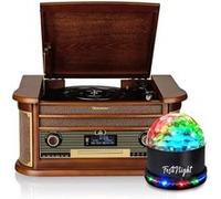 Platine vinyles Tourne-disques Roadstar Vintage HiFi rétro Bois 33/45/78 Tr, Radio Dab+/FM, CD-MP3 Cassette, Bluetooth, USB, LED