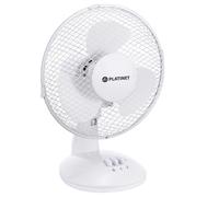 Platinet PTF9W Ventilateur de bureau compact et puissant 24 W, pales de 23 cm, 3 niveaux de vitesse, blanc