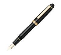 PLATINUM #3776 Century Gold Trim Black Stylo-plume, japonais, 0,28 à 0,34 mm, fabriqué à la main, plume en or 14 carats, avec boîte cadeau, stylo plume