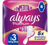 Platinum Long Plus (Taille 3) Serviettes Avec Ailettes 8 Serviettes, 5 Dimensions De Confort Pour Ne Sentir Rien D¿Autre Qu¿Une Protection Optimale