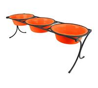 Platinum Pets 12 Tasse Bistro Triple surélevé Mangeoire en Acier Inoxydable avec Large cer ols, Hunter Orange